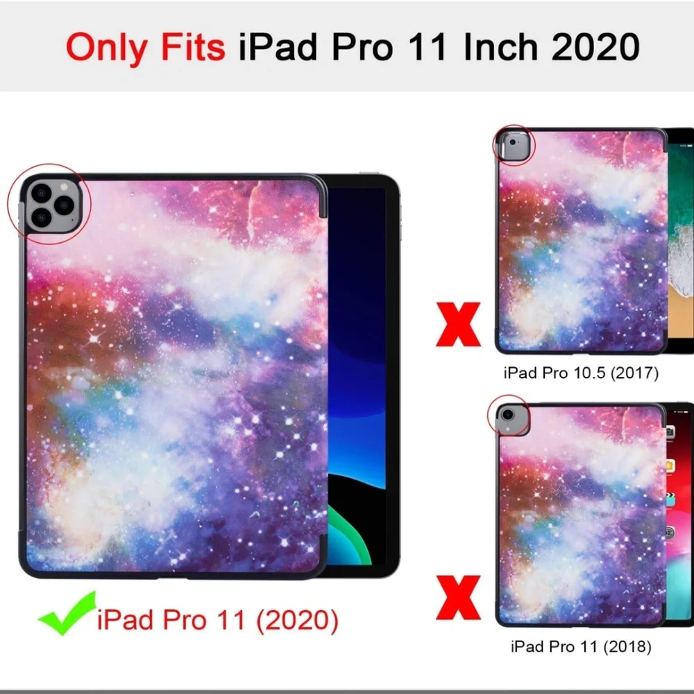iPad Pro 11 case tablet cover galaxy print colorful stars faux leather stand